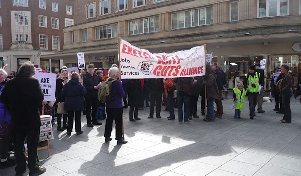 Opponents to the 'Bedroom Tax' gathered in Exeter's Bedford Square