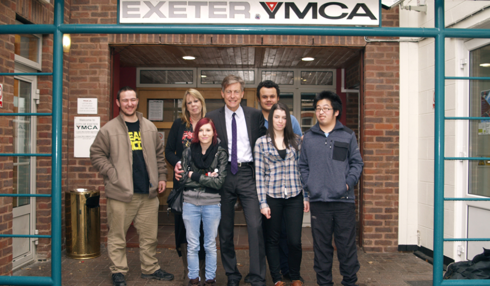 MP Ben Bradshaw with Councillors Heather Morris, Meg Williams and current YMCA Exeter residents