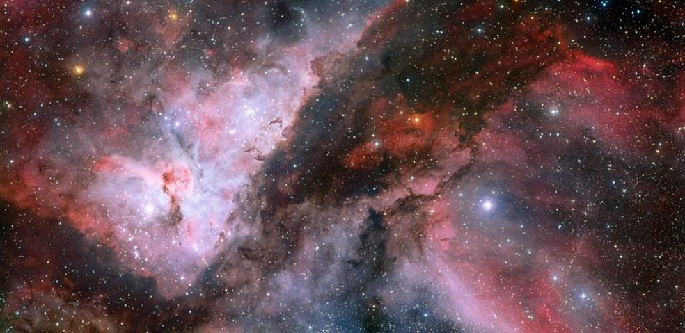 Panoramic view of the WR 22 and Eta Carinae regions of the Carina Nebula