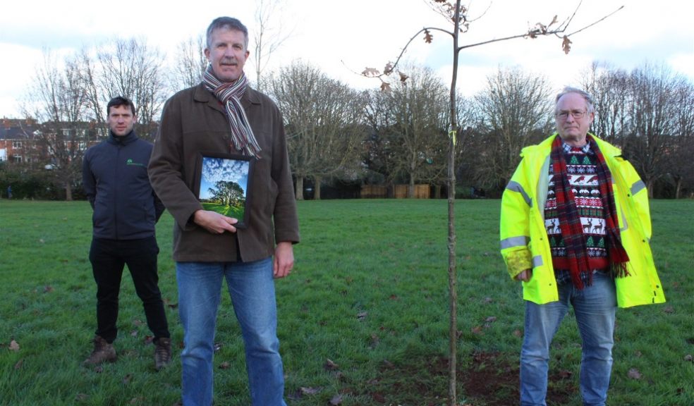 Paul Osborne (centre) with Simon Putt, Devon Tree Services (left) and Cllr David Harvey (right)
