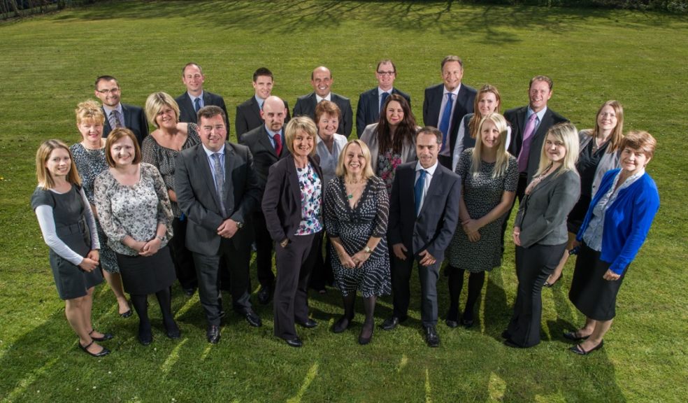 Celebrating a Decade! Pavey Group employees at the company’s Burrator House office on Rydon Lane, Exeter.