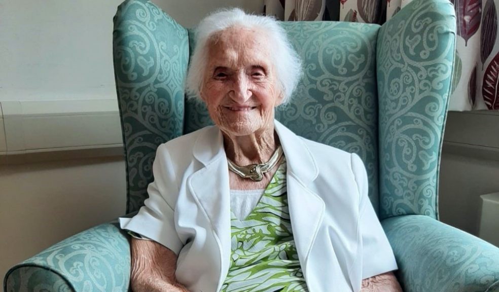 Resident Molly Walkers celebrates her 102nd birthday at RMBI Care Co. Home Cadogan Court, in Exeter.