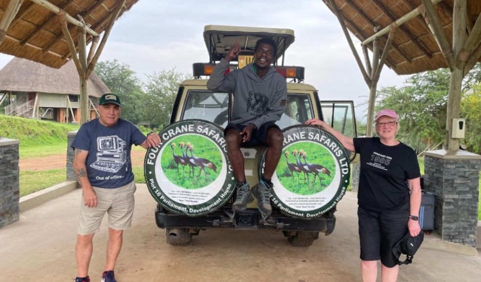 Kay and Jose in Lake Mburo National Park during their Safari with Four Crane Safaris.