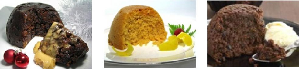 Plum, lemon and chocolate puddings