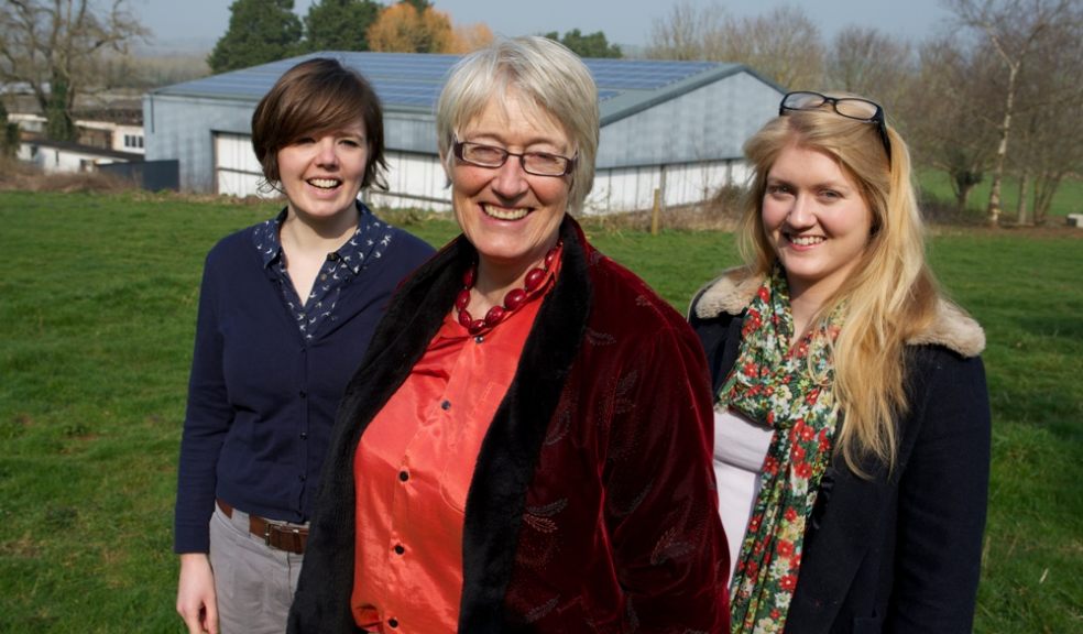 Mary Quick with her niece (right) and Ellen Rodger of SunGift Solar