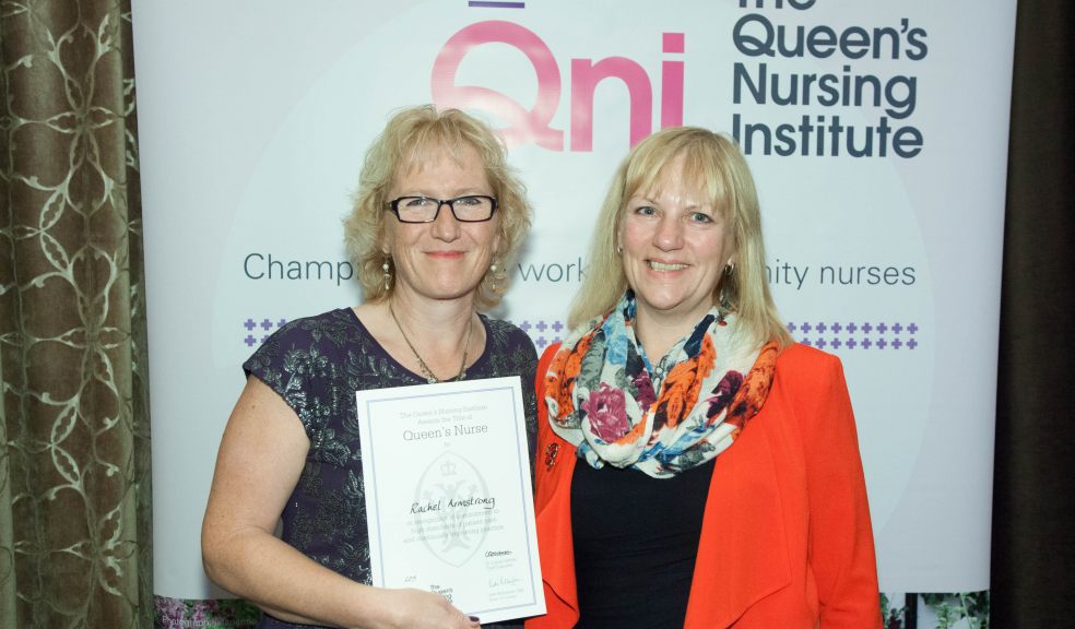 RACHEL Armstrong (left) is presented with her award by Professor Viv Bennett, director of nursing for Public Health England.