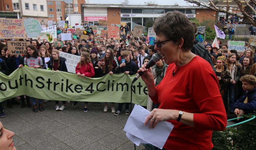 Rachel Sutton at Climate Change protest 