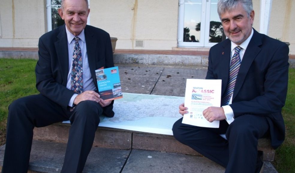 Cllr Andrew Moulding (left) and Cllr Ian Thomas reviewing regeneration plans