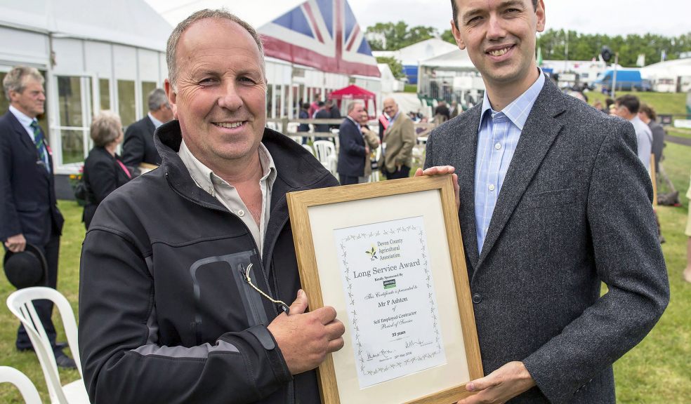 Richard Ashton collects Devon County Show long-service award.