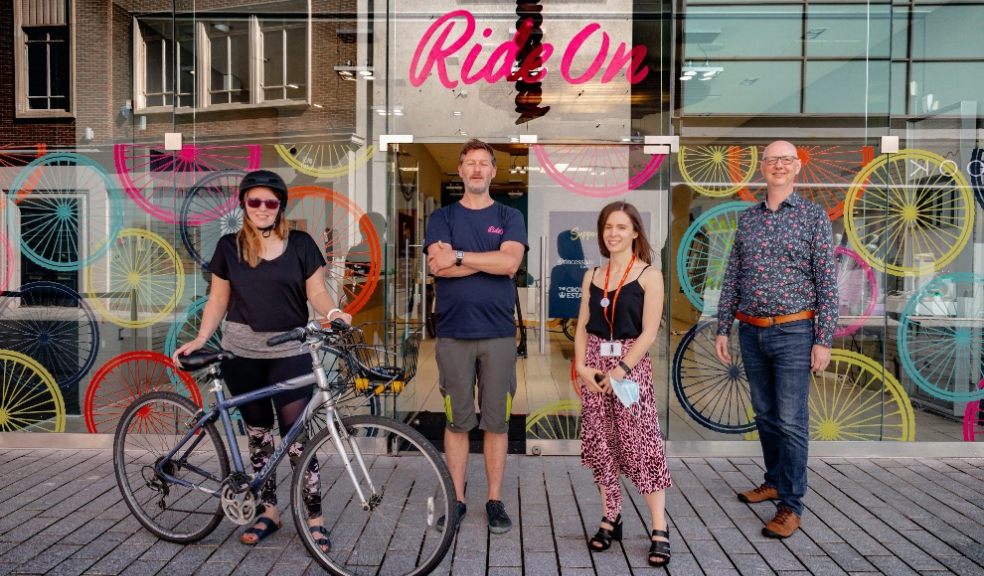 Ride On opens in Princesshay (L-R Liz Dunbar, Hayden Davis - Ride On, Michelle Menzes - Princesshay, Nic Eversett - Ride On.