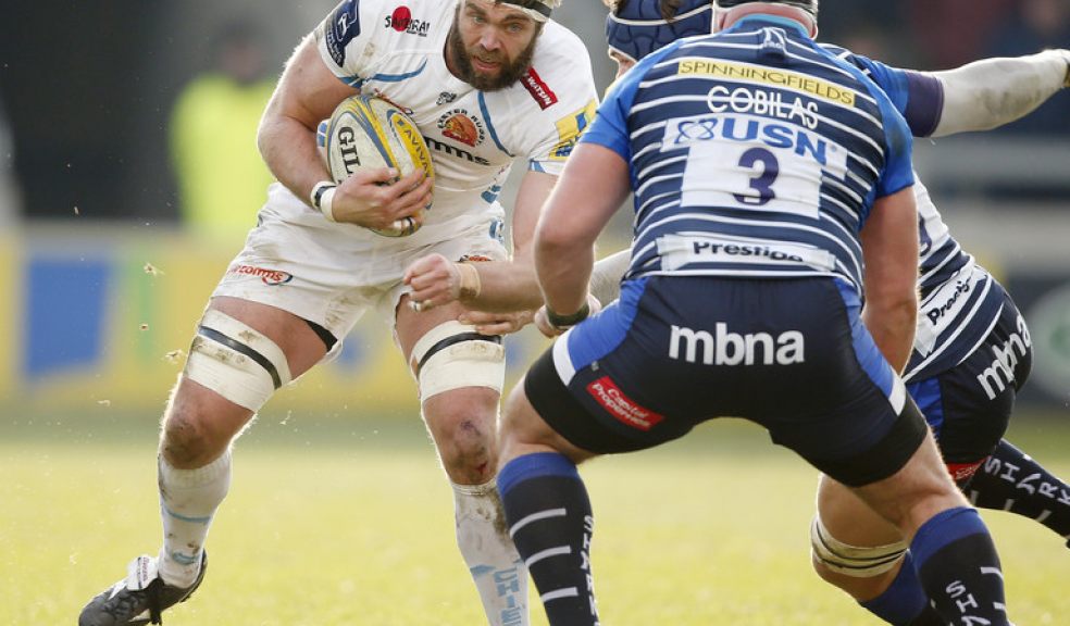 Geoff Parling of Exeter Chiefs on the break. Photo: Phil Mingo/Pinnacle @ppauk