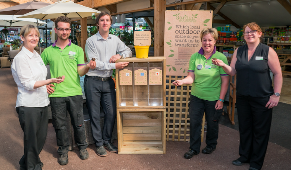 Paul Dutch with Wyevale Garden Centre staff - (L-R) Sharron Fairless, Joseph Cousins, Kate Baufield and Fiona Davies)