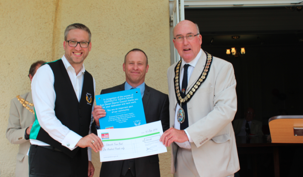 Chairman presenting to Sidmouth Town Band