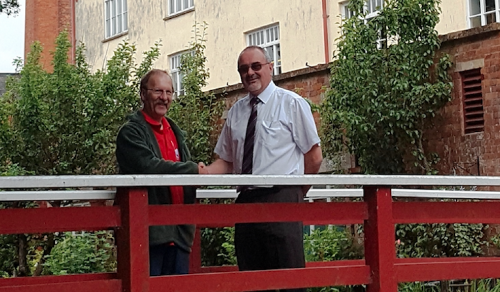 L-R: Ian Gammon, Mill Manager at Coldharbour Mill Museum and Geoff Dobbs, Branch Manager at RGB Building Supplies’ Tiverton branch.