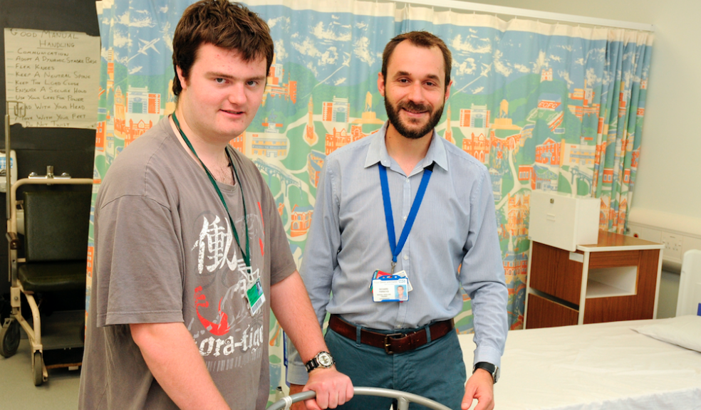 Intern Shaun Moore receiving Manual Handling Training with Moving & Handling Trainer Richard Parsons.