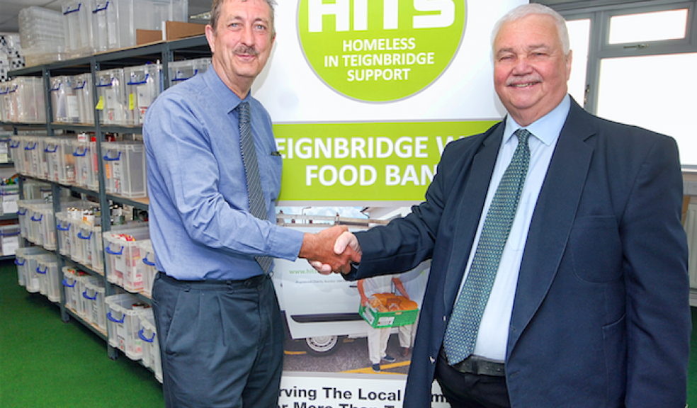 L-R: Teignbridge District Council’s Executive Spokesman for Environment Services Cllr Kevin Lake and H.I.T.S. Food Bank Co-ordinator Bob Newton.