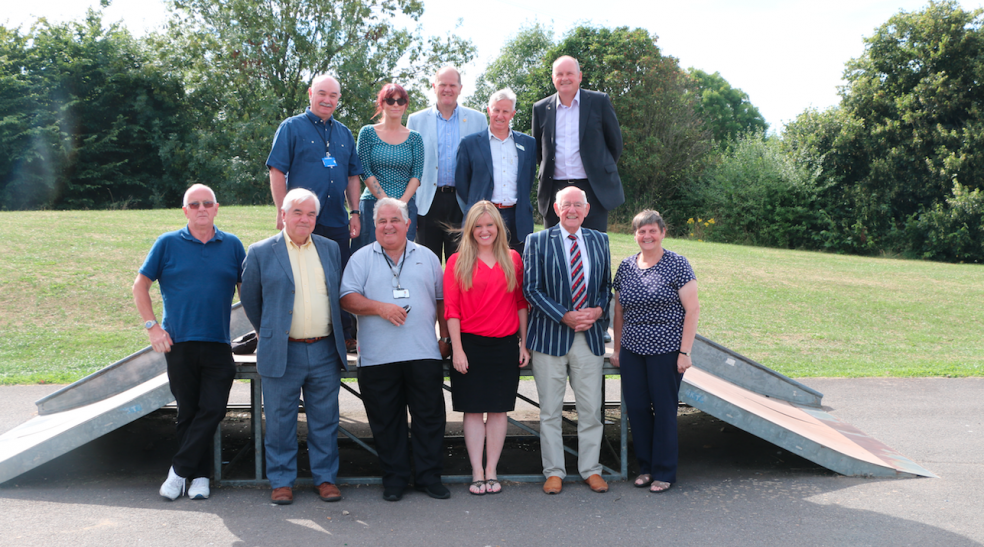 Photo, back L-R: Teignbridge District Council ward member for Buckland and Milber and Newton Abbot Town Councillor Cllr Colin Parker, Newton Abbot Deputy Town Clerk Sam Scott, Newton Abbot Rotary Club and Firewatch Group Martin Smith, Viridor Credits Environmental Company Trustee Dave Robertson, Kitsons Solicitors Nick James. Front L-R: Buckland and Milber Community Centre Mike Ryan, Teignbridge District Council ward member for Buckland and Milber and Devon County Councillor for Newton Abbot South Cllr Gordon Hook, Teignbridge District Council ward member for Buckland and Milber Cllr Reg Winsor, Teignbridge District Council Active Leisure Development Officer Nikki Taylor, Teignbridge District Council Executive for Recreation and Leisure Cllr George Gribble, Buckland and Milber Community Centre Lyn Ryan.
