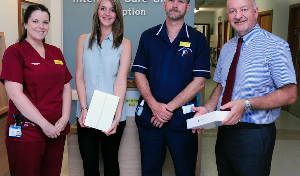 L-R: Hannah McDrill, Team Lead Physiotherapist; Victoria Ford; Andy Jackson, Senior Nurse for ICU; and Roger Chappell.
