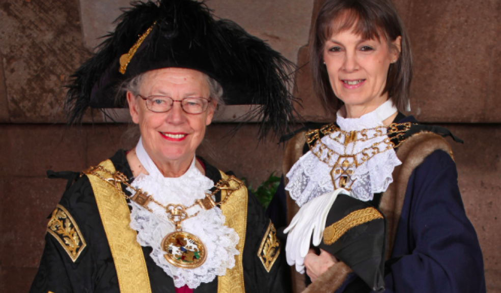 New Lord Mayor of Exeter Lesley Robson with her deputy, Cllr Kate Hannan
