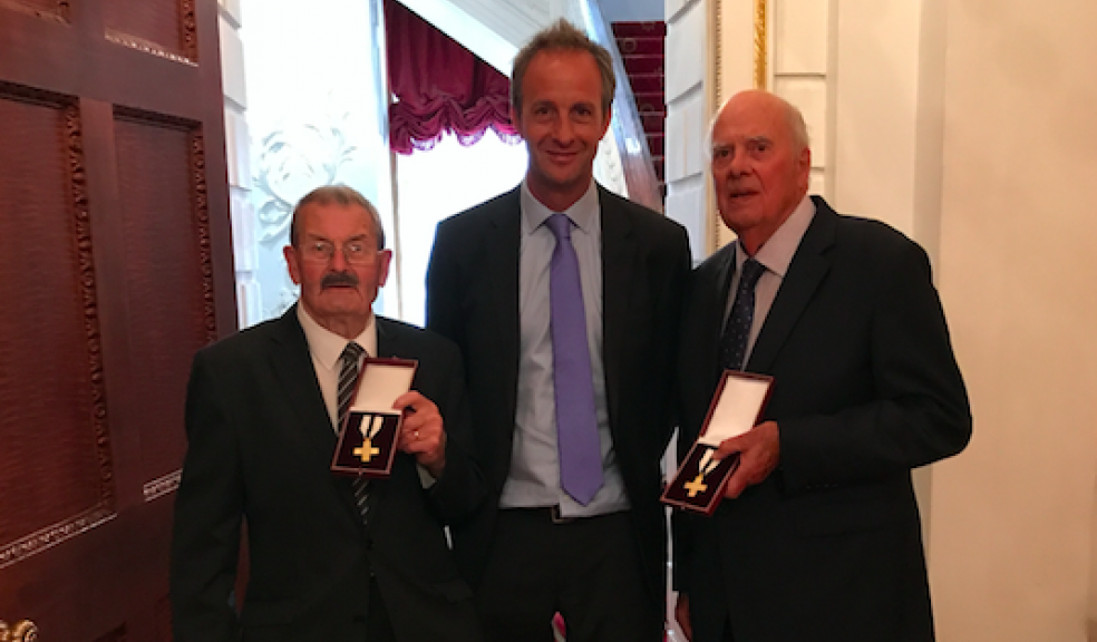 Order of Mercy winner Dr Michael Hall (right) with fellow recipient Fred Holland and Diabetes UK CEO Chris Askew (centre).