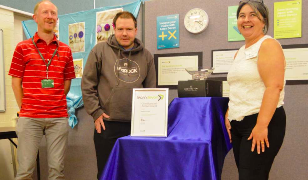 L-R: Learn Devon tutor Sam Gibb; Matthew Harrington; Learn Devon Area Manager Allison Cooper