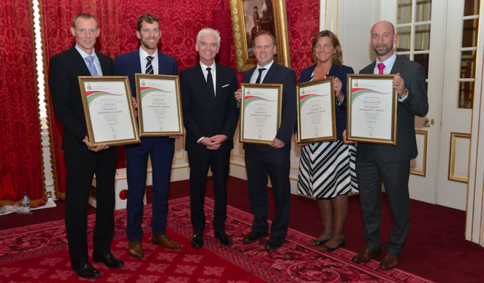 The five representatives at St James’s Palace with Philip Schofield who presented them with their certificates.