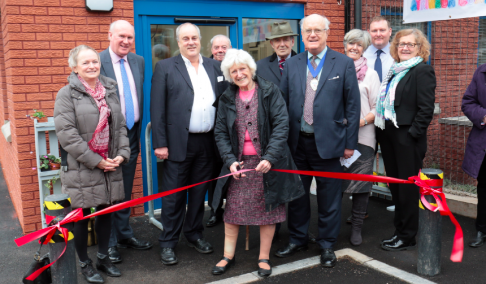 Opening of the new extension to Atkinson - Baroness Elizabeth Butler-Sloss, Patron of Northbrook Community Trust, officially cuts the ribbon, joined by Vice Chairman of Devon County Council, Cllr Richard Edgell