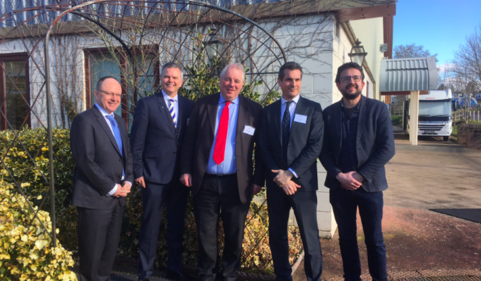 L-R: Mario Wolf, Right to Build Task Force Director; Cllr Jeremy Christophers, Leader at Teignbridge District Council; Richard Bacon MP, Task Force Ambassador and Chair of the APPG on Self Build, Custom and Community Housebuilding and Place-Making; Michael Holmes, NaCSBA Chair and Jon Sawyer, Head of Custom Build Housing at Igloo Regeneration and Right To Build Task Force Chair.