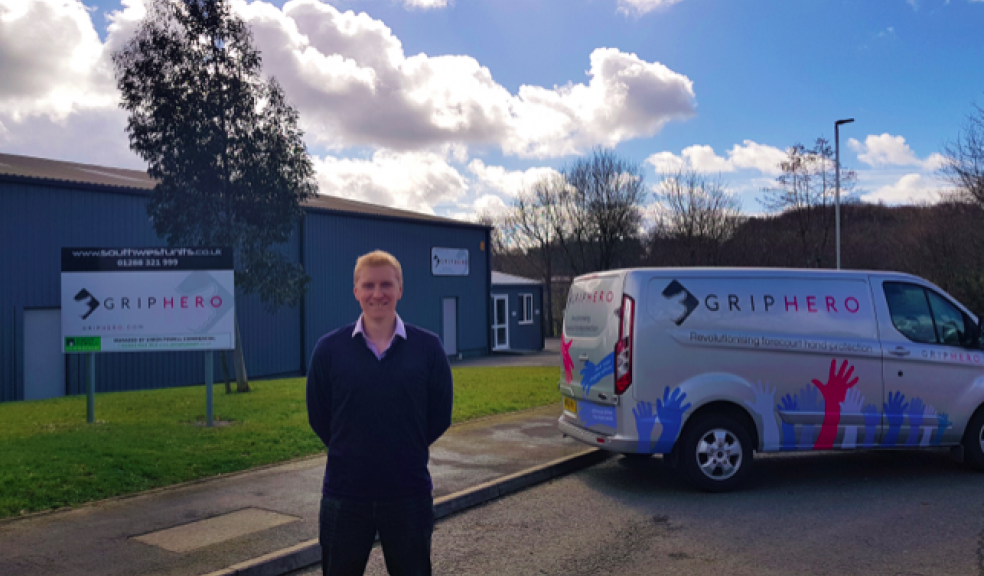Designer of GripHero, Oli Yeo, outside the businesses' Hatherleigh business and storage unit, located on 2,000 m2 of land on the Hatchmoor Industrial Estate.