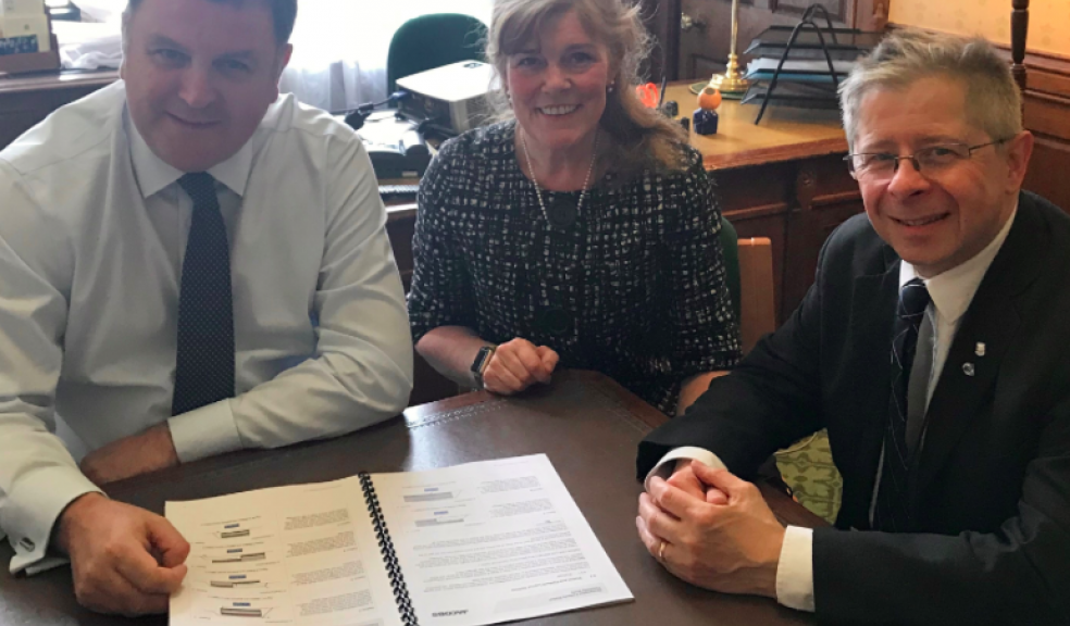 Mel Stride MP, Cllr Andrea Davis and Cllr Kevin Ball.