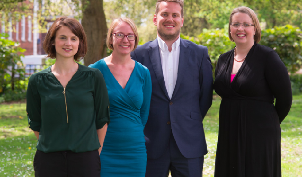 L-R: Charlotte Trussler, Ellie Hibberd, Thomas Chartres-Moore and Sarah Walls who have all been recently promoted at Stephens Scown.