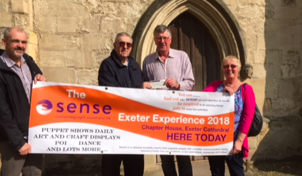 Pictured, left to right: Phillip Welsford, Peter Mulholland, Clive Eden & Jane Mulholland standing outside one of the side entrances of Exeter Cathedral.