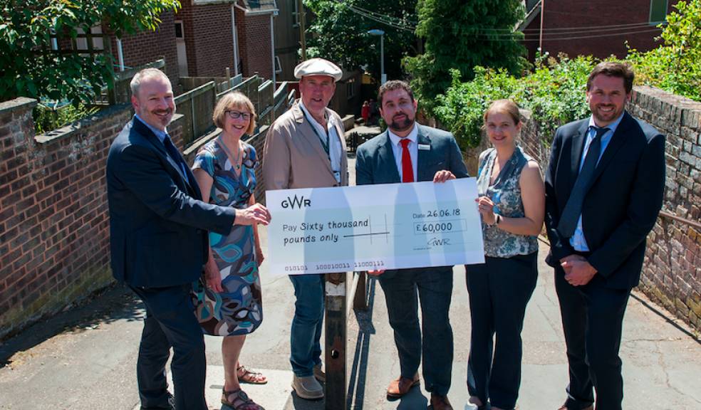 Exeter College, working in partnership with Devon County Council, has been awarded £60,000 by GWR to create an Exeter St David's Gateway. Pictured, from left, are John Laramy, Exeter College Principal and Chief Executive, Councillor Carol Whitton, Devon County Council Councillor for St David’s & Haven Banks, Councillor Stuart Hughes, Devon County Council Cabinet Member for Highway Management, Lewis Ward, Assistant Regional Development Manager (West), Great Western Railway (GWR), Emma Hext, Devon County Council and Steve Campion, Vice Principal (Finance and Business Operations) Exeter College.
