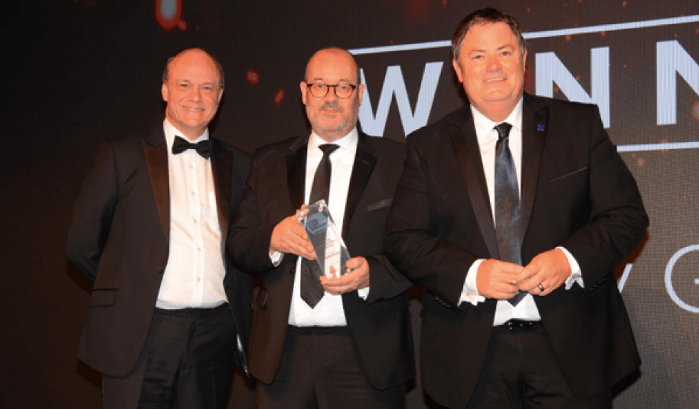 Pictured left to right Tim Smith, head of motor finance at sponsor Black Horse Motor Finance, Simon Palmer from Hendy Group and event host Mike Brewer