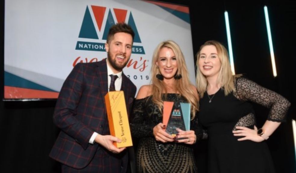 L-R: Jonny Nelson (MC), Kate Stott (Scottish Business Woman of the Year 2019), Alice Coombes (Breast Cancer Haven)