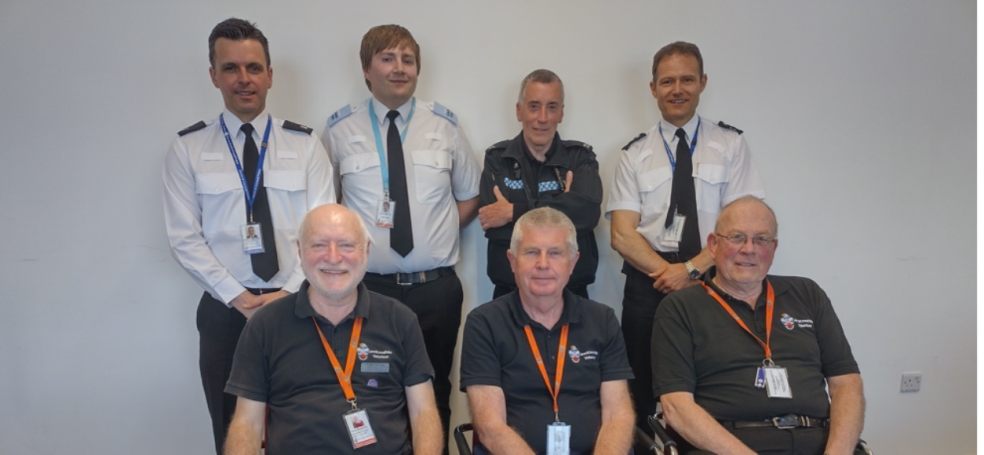 Some of the volunteers with Supt Antony Hart (standing left) and Ch Insp John Shuttleworth standing on the right.