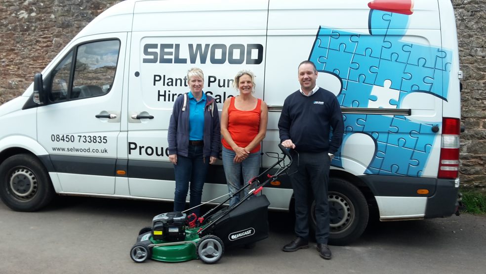 Pictured, left to right: Carolyn Innes of Aish Project Management, Ruth Owen of Devon Dog Behaviour Rehab and Rehome, and Terry Clark, Exeter branch manager, Selwood plant hire.