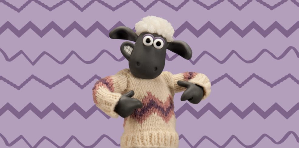 Shaun the sheep ewe-nites knitters for charity Shaun the sheep wearing a knitted jumper