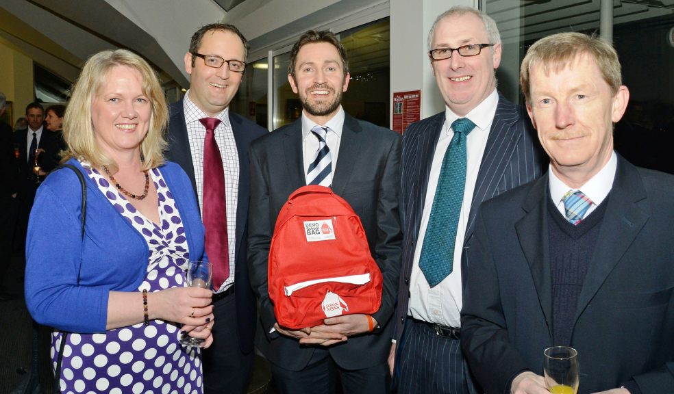 Everys partner Hilary Quantick, commercial director Bruce Brooker, SIAB charity liaison officer Luke Simon, Everys partner Stephen Forsey and friend Steve Golby, AC Mole Accountants, at a recent sportsman’s dinner event