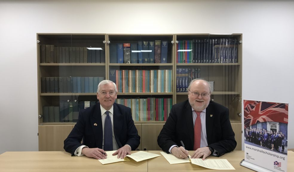 Christopher Fisher, Chair of Marshall Aid Commemoration Commission and Professor Sir Steve Smith, Vice Chancellor of the University of Exeter