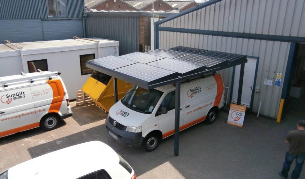SunGift Trade’s installation of the UK’s first IRFTS Shadow Solar car port at the company’s offices in Marsh Barton, Exeter