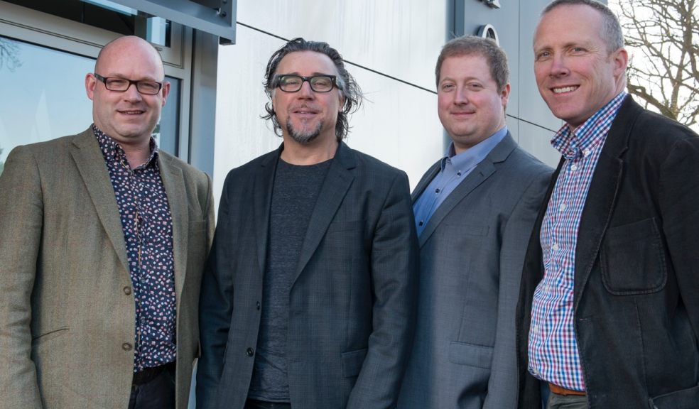 L-R: Toby Parkins, of HeadForwards, Philip Letts, blur Group and chair of Tech South West, Tim Paulden, Exeter Mathematics School, and Nick Sturge, Engine Shed and Institute of Directors South West chair.