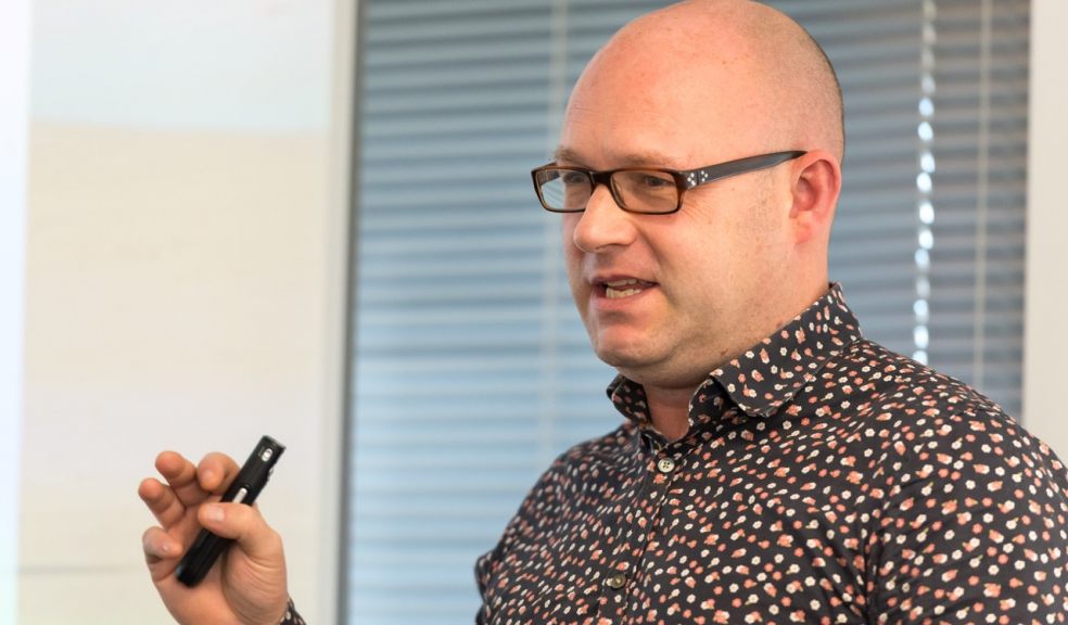 Tech South West chairman Toby Parkins speaking at a previous Tech South West event