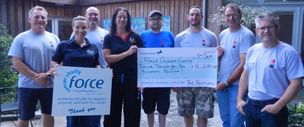 Devon Rugby Legends Tag Festival cheque presentation