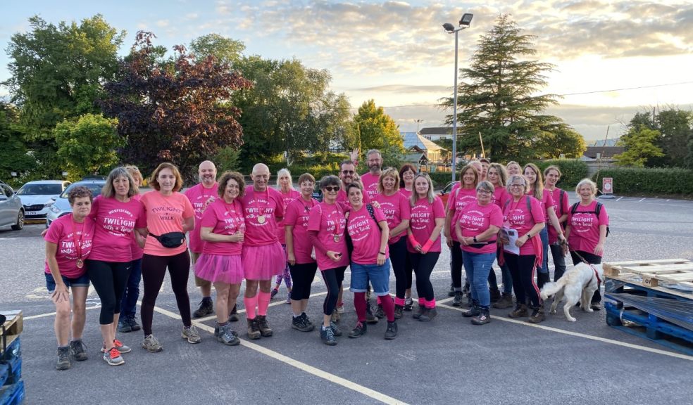 Otter's Hospiscare Twilight with a Twist walkers Group of people from Otter Garden Centres ready to walk in aid of Hospiscare