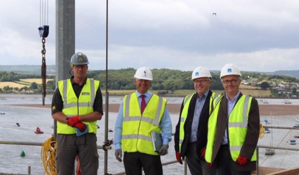 Jason, Chris, Alan and David on the roof of The Point with Exe estuary in the background