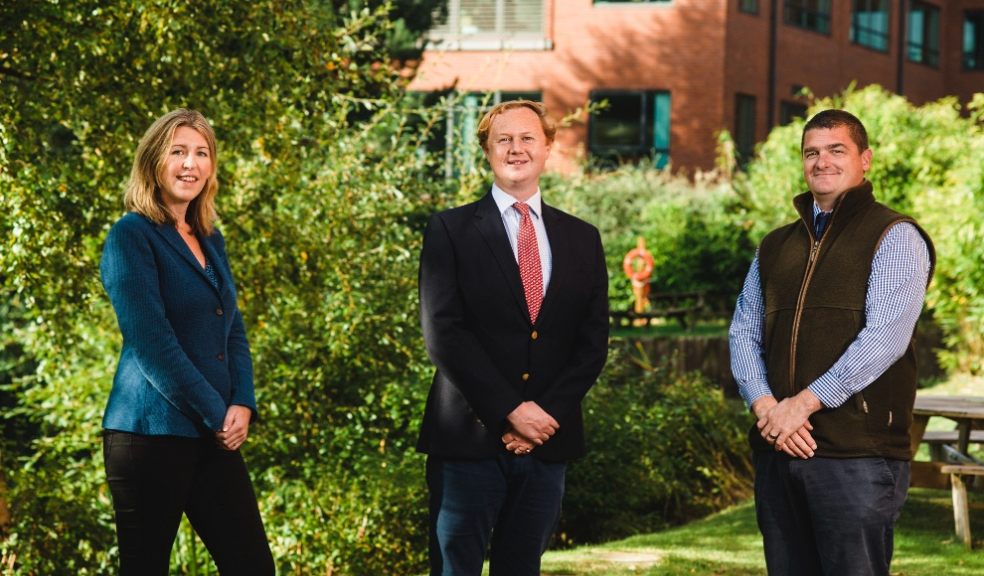 Fisher German’s Hannah Rose and Matthew Trewartha welcome Tom Lockton (centre) to the firm. Fisher German