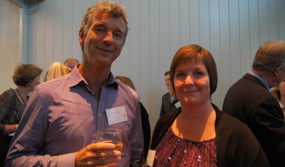 Tony Hawks and Martha Wilkinson (Chief Executive of Devon Community Foundation)