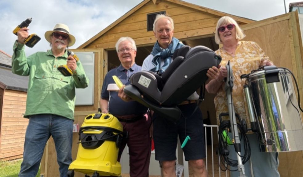 Topsham Library of Things committee, left-to-right: Aylwyn Bowen, Charles Martin, John Troy and Helen Crossfield.