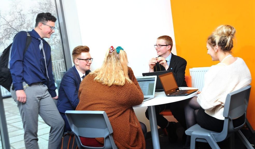 Joe Thorne, James Stapleton, Millie Thomas, Lewis Crosthwaite and Morgan Lynch at South Devon UTC.